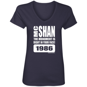 MC SHAN “The monument is right in your face” (Rapamania Collection) oz. T-Shirt Ladies' V-Neck T-Shirt