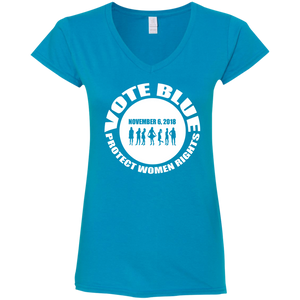 VOTE BLUE Ladies' Fitted Softstyle 4.5 oz V-Neck T-Shirt