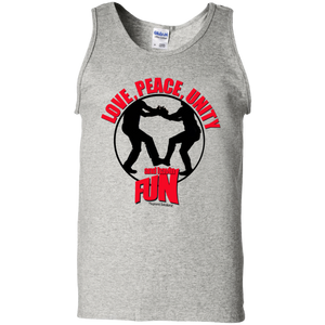 LOVE, PEACE, UNITY and having  FUN Cotton Tank Top