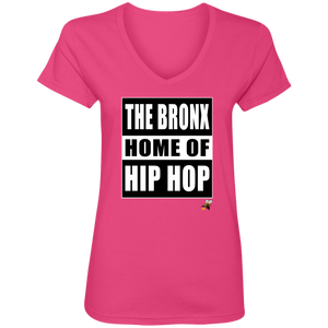 THE BRONX HOME OF HIP HOP (Busy Bee Collection) Ladies' V-Neck T-Shirt