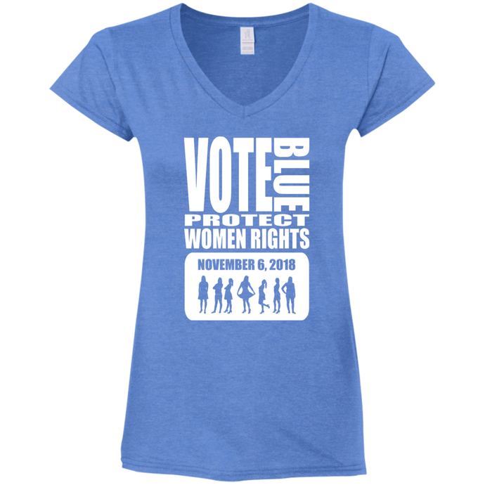 VOTE BLUE  Ladies' Fitted Softstyle 4.5 oz V-Neck T-Shirt