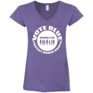 VOTE BLUE Ladies' Fitted Softstyle 4.5 oz V-Neck T-Shirt