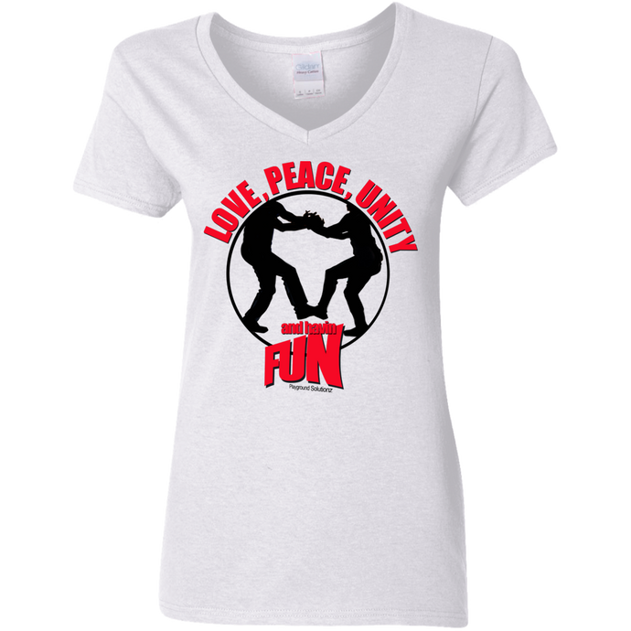 LOVE, PEACE, UNITY and having  FUN V-Neck T-Shirt