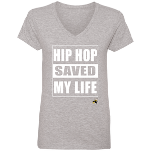 HIP HOP SAVED MY LIFE (Busy Bee collection) Ladies' V-Neck T-Shirt