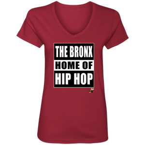 THE BRONX HOME OF HIP HOP (Busy Bee Collection) Ladies' V-Neck T-Shirt