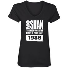 MC SHAN “The monument is right in your face” (Rapamania Collection) oz. T-Shirt Ladies' V-Neck T-Shirt