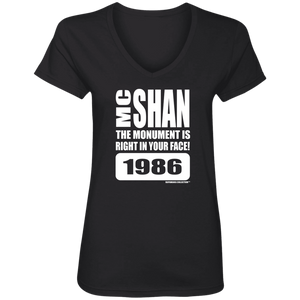 MC SHAN “The monument is right in your face” (Rapamania Collection) oz. T-Shirt Ladies' V-Neck T-Shirt