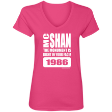 MC SHAN “The monument is right in your face” (Rapamania Collection) oz. T-Shirt Ladies' V-Neck T-Shirt
