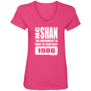 MC SHAN “The monument is right in your face” (Rapamania Collection) oz. T-Shirt Ladies' V-Neck T-Shirt