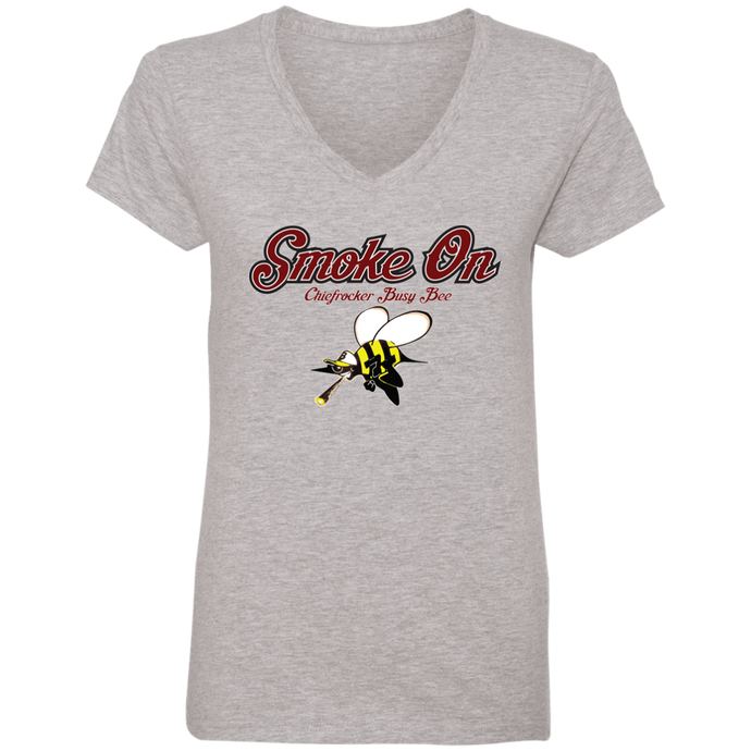 SMOKE ON (Busy Bee Collection) Ladies' V-Neck T-Shirt