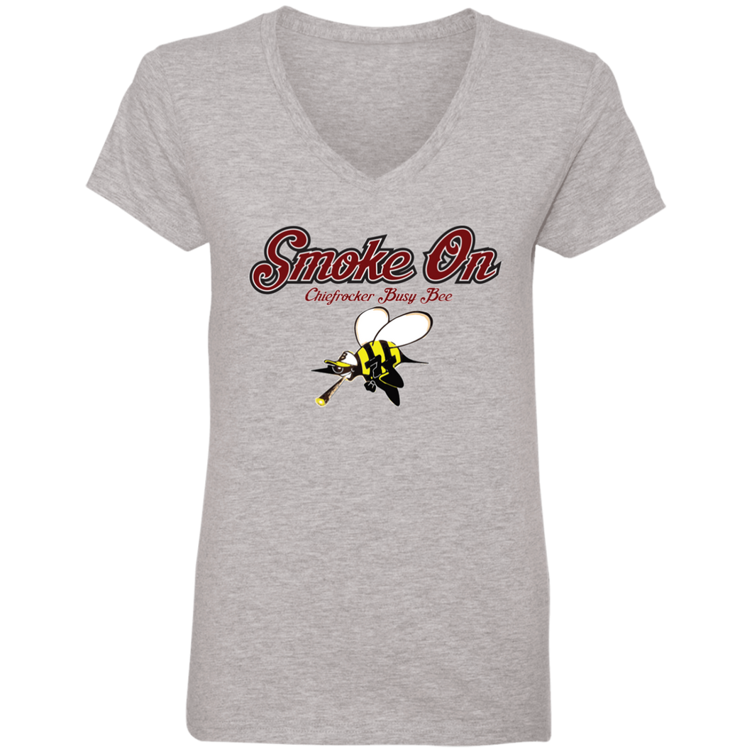 SMOKE ON (Busy Bee Collection) Ladies' V-Neck T-Shirt