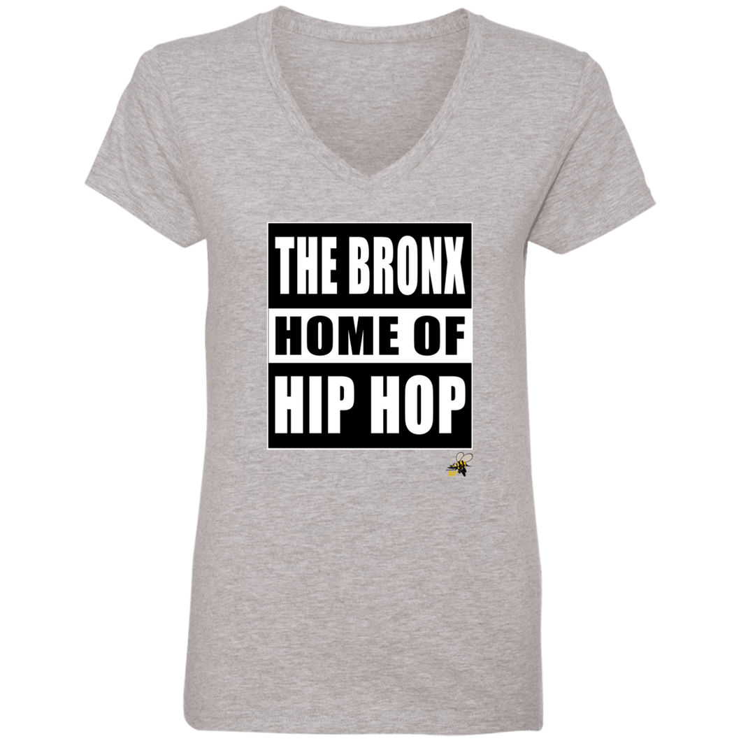 THE BRONX HOME OF HIP HOP (Busy Bee Collection) Ladies' V-Neck T-Shirt