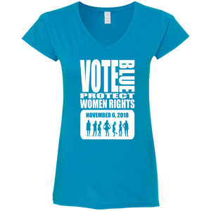 VOTE BLUE  Ladies' Fitted Softstyle 4.5 oz V-Neck T-Shirt